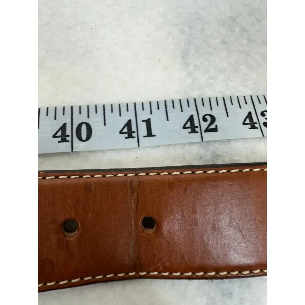 Wrangler Brown Leather Western Belt Silver Tone Concho Accents Black Chevron